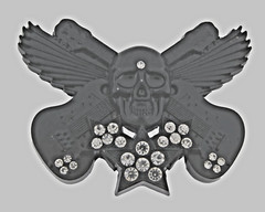 Skull Belt Buckles Black Metal Vintage Halloween Party Music Guitars Rhinestones