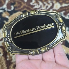 The Western Producer Retro Enamel Belt Buckle Farm Farmer Cowboy Agriculture Y2K