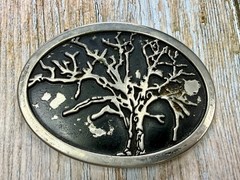 Tree Of Life =Black Enamel Oval Hippy Vibe Belt Buckle To Paint Restore