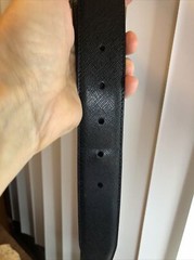 Salvatore Ferragamo Gun Metal tone Rectangle Buckle black leather belt