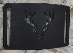 GRIP6 BELT BUCKLE – BUCK / STAG / DEER WITH RACK – NINJA BLACK – 1.5 INCH WIDE