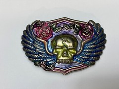 Skull With Wings – Colorful Cutout Belt Buckle – Fast Usa Shipping