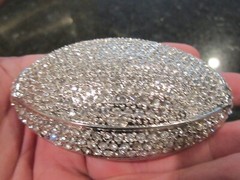 FOOTBALL THEME BELT BUCKLE COVERED IN SPARKLING CRYSTALS HEAVY GW-17