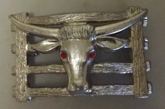 Steer Head Belt Buckle Silvertone Metal 3 Inches x 2 Inches Vintage