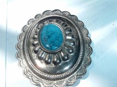 Turquoise Stone Silver Western Southwest Unisex Belt Buckle