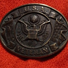 Men&rsquo;s Black Metal Oval USA Veteran Eagle Medallion Belt Buckle Fits 1.5in