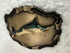 VTG 1979 RAINTREE MARLIN FISH BELT BUCKLE (3 1/2&Prime; X 2 3/4&Prime;)