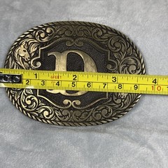 Award Design Medals Vintage Solid Brass Initial D Western Belt Buckle
