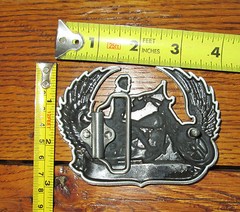 Hell on Wheels Motorcycle Belt Buckle Skull Skeleton Rebel Southern Wings
