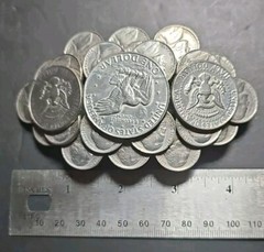Eisenhower Dollar KENNEDY HALF DOLLARS COIN + NICKELS BELT BUCKLE HEAVY 4.5 In.