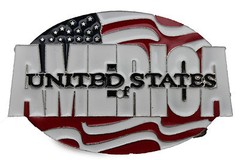 Men Women Buckle Fashion Silver Metal USA Flag United States America Statement