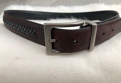 Columbia Mens 36/90 Reversible Leather Belt Brown Braid to Smooth Black Twist