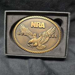 NRA Golden Eagles Belt Buckle 2014 Commemorative Brass Eagle Rope Border NIB