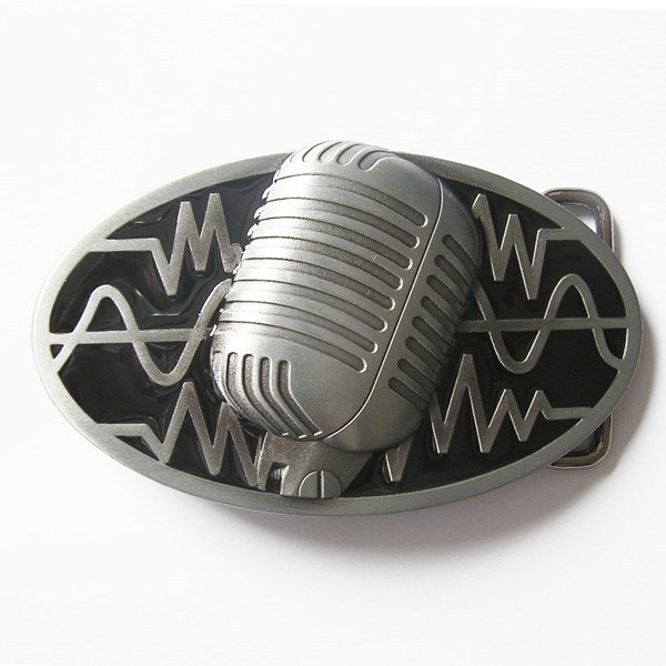 NEW RADIO MICROPHONE BLACK MUSIC CLASICC BELT BUCKLE