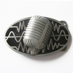 NEW RADIO MICROPHONE BLACK MUSIC CLASICC BELT BUCKLE