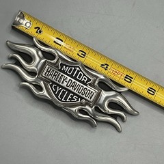 Vintage Y2K Belt Buckle HARLEY DAVIDSON Motorcycle FLAMES Chrome Metal WESTERN