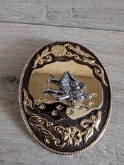 Vintage Gold and Silver Tone Square Dance Belt oval Buckle