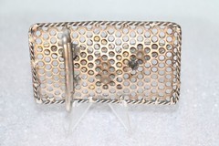 Industrial Brass Mounted Eagle on Perforated Steel Belt Buckle