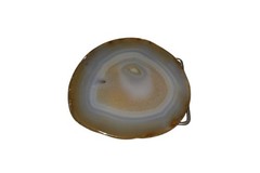 Earthtones Brown Gray Polished Agate Stone Slice Belt Buckle
