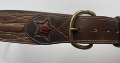 Vintage Larry Mahan Tooled Embroidered Leather Belt 6511 size 34