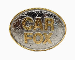 Montana Silversmiths Belt Buckle Car Fox Custom Oval Engraved Filigree Design 4&Prime;