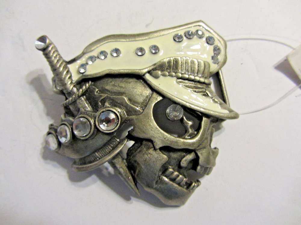 Skull with Dagger and Stones Belt Buckle 144