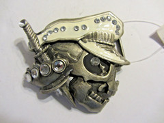 Skull with Dagger and Stones Belt Buckle 144