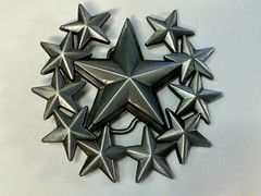 Eleven Five Pointed Star Cutout Silver Color Western Style LARGE Belt Buckle