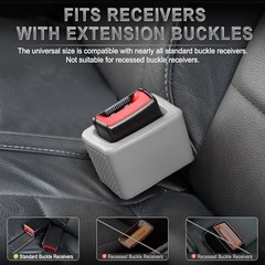 2PCS Seat Belt Buckle Holder, Universal Silicone Rear Seat Belt Booster & Gray