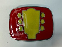 Guitar Tuning Keys And Head Stack – Cream & Red Colored Musicians Belt Buckle