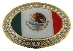 Mexico Flag Belt Buckle New Mexican Men Women Cowgirl Cowboy Western Gold Metal