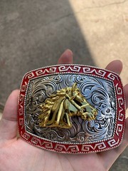 Western Buckle Gold Silver Red Horse Head Buckle Cowboy 2 » Hebillas Vaqueras