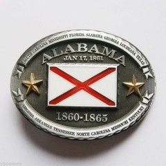 Alabama AL State Flag Western Metal Belt Buckle