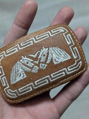 vintage HORSES handcrafted WESTERN belt buckle EQUESTRIAN leather STITCHED