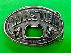 Wasted Beer Drinking Funny Novelty Bottle Opener Bar Tavern Belt Buckle