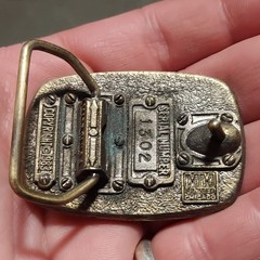 1983 LIMITED MM Horse BELT BUCKLE- Colorful Border #1302 Made In USA Chicago