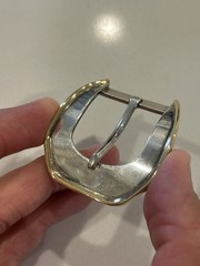PAT AREIAS 925 Sterling & 18k Yellow Gold Modernist 3 Pc Belt Buckle Set