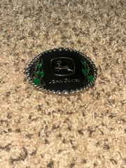 JOHN DEERE Belt Buckle NEW black green silver flames