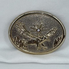 Vintage Belt Buckle Gold & Silver Tone Americana Eagle Western Cowboy Southwest