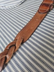 Tory Brown Bridle Leather / Spur Equestrian Brass Buckle Sz 38 – Braided Leather