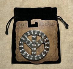 Circle Rhinestone Snap Belt Buckle Silver Bling Crystal 1.5” Western