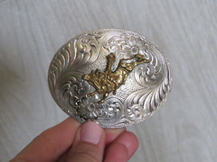 VTG Montana Silversmiths Silver Swirl Western Bull Rider Cowboy Belt Buckle READ