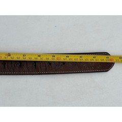 Nocona Western Leather Belt Embroidered Brown Silver Buckle 38
