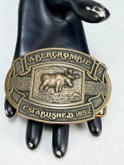 Vintage Abercrombie & Fitch Moose Belt Buckle Established 1892 Heritage