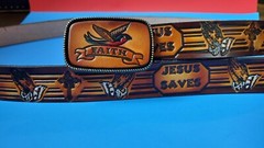 JESUS SAVES Religious Theme Leather Belt & FAITH Leather Buckle – All Sizes