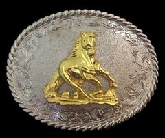 Golden Western Equestrian Sport Horse Belt Buckle