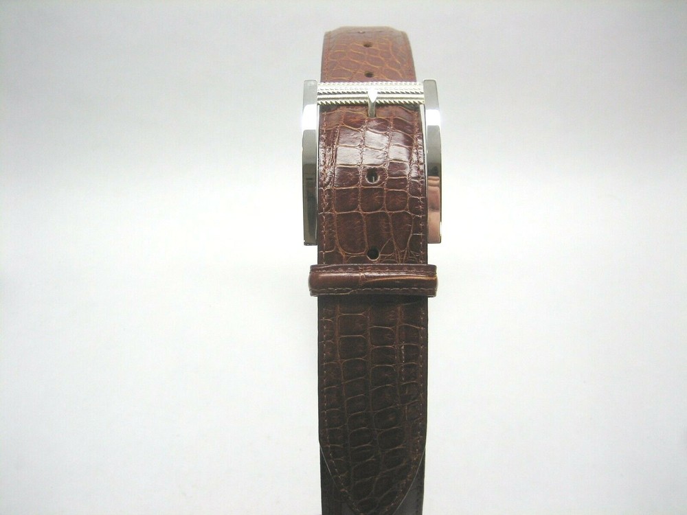 Sterling silver 925 buckle w/1.5&Prime; Genuine Alligator belt sizes 32 to 44 U.S.A.