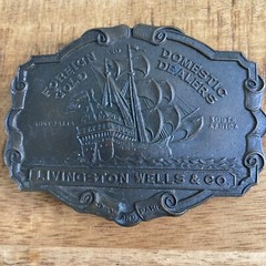 Livingston Wells & Co. Sailing Ship Foreign Domestic Belt Buckle Vintage