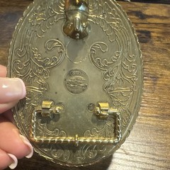Mercury Racing Gold Tone Metal Oval Plate Belt Buckle Embossed Logo Vintage