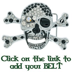 Bling Skull Crossbones Belt Buckle Pirate Booty Crystal Rock Biker Gothic Emo